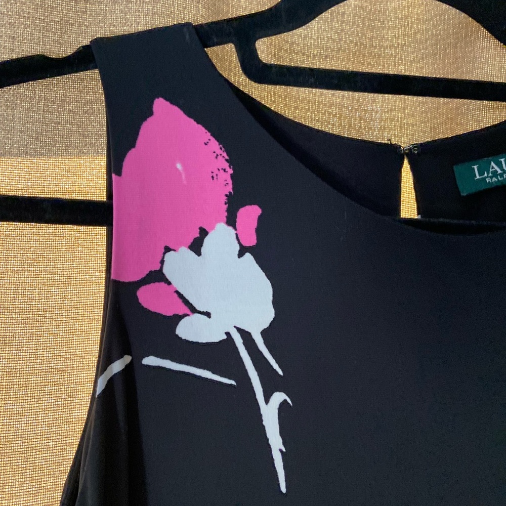 Ralph Lauren Black Dress with Pink and White Floral Design